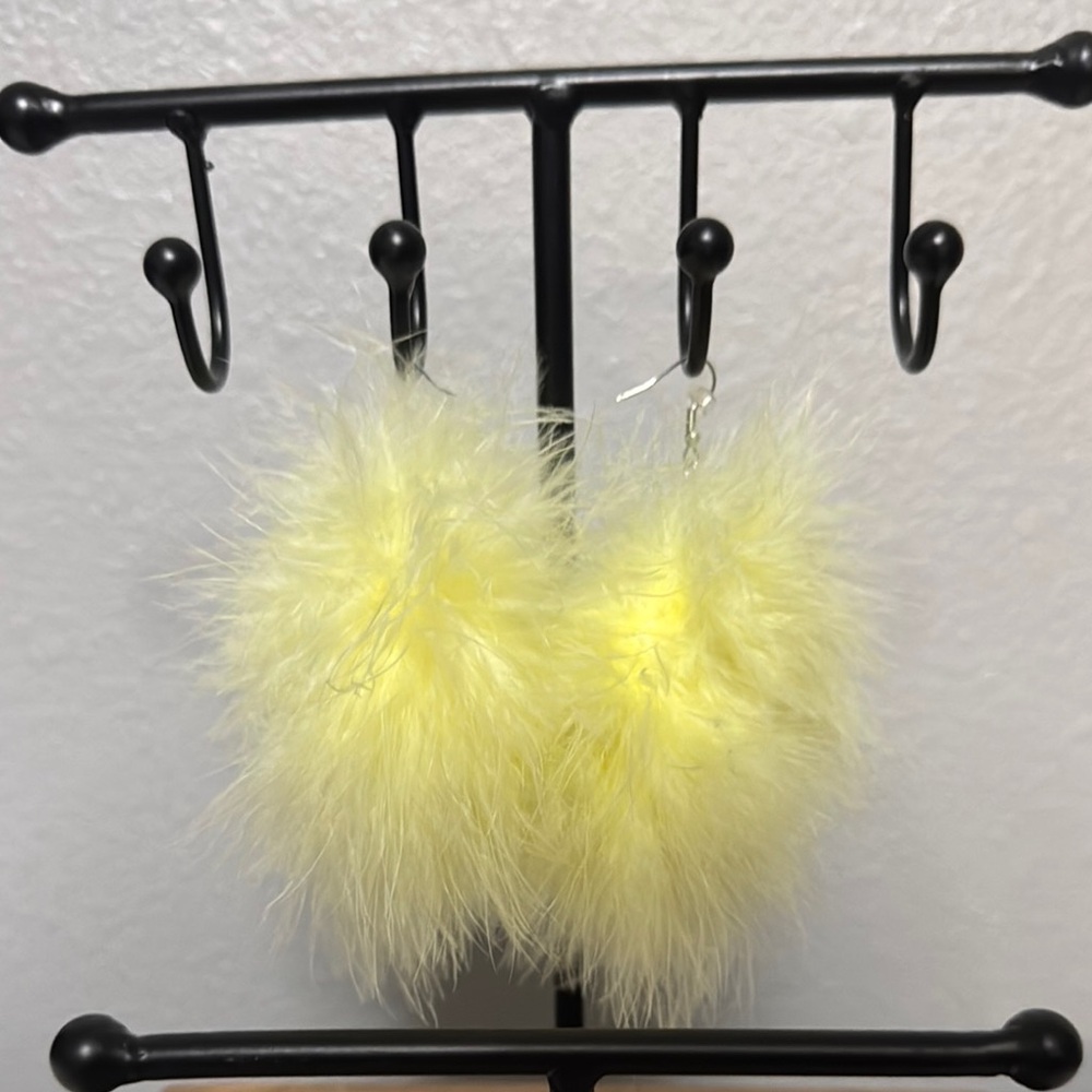 Fluffy Yellow Earrings